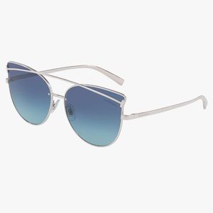 Tiffany & Co Cat Eye Sunglasses, Silver, blue gradient, brand new with tags